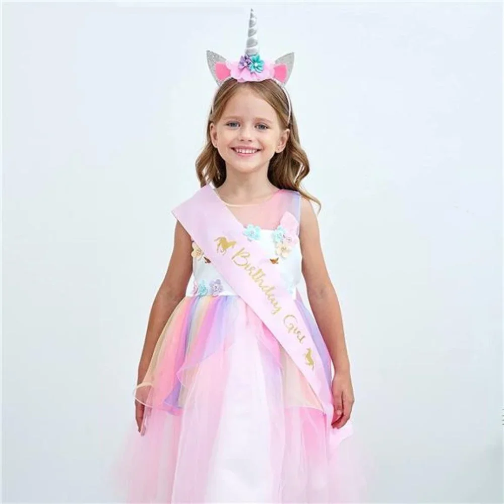 5Pcs, Little Girls Unicorn Princess Dress Up Clothes Jewelry and Headband Set